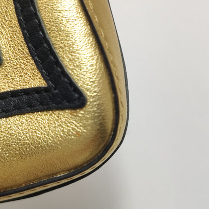Fendi Nano Baguette Charm Gold Shiny Leather with Black Paints