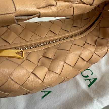 Bottega Veneta Jodie Mini Almond Beige Lambskin Leather Clutch Bag