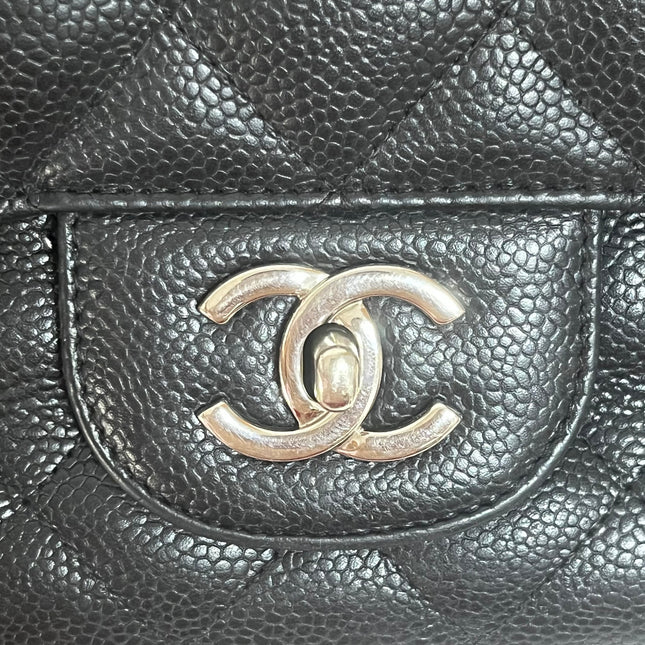 Chanel Classic Flap Jumbo 2009 Black Caviar Leather Single Flap Silver Hardware