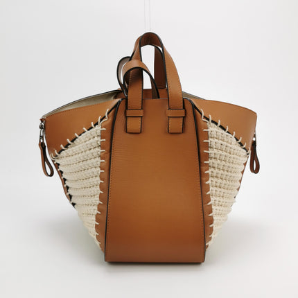 Loewe Hammock Small Brown Leather Knit Top Handle Crossbody Bag