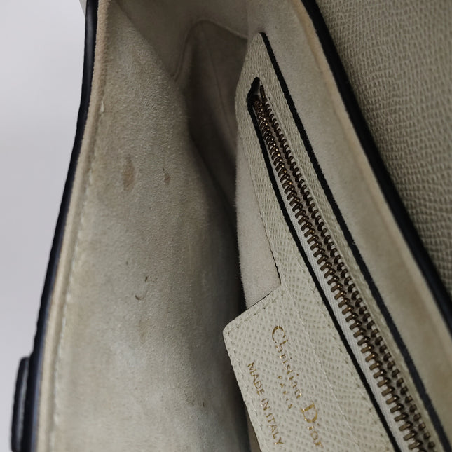 Dior Saddle Medium 2021 White Grained Leather Handbag