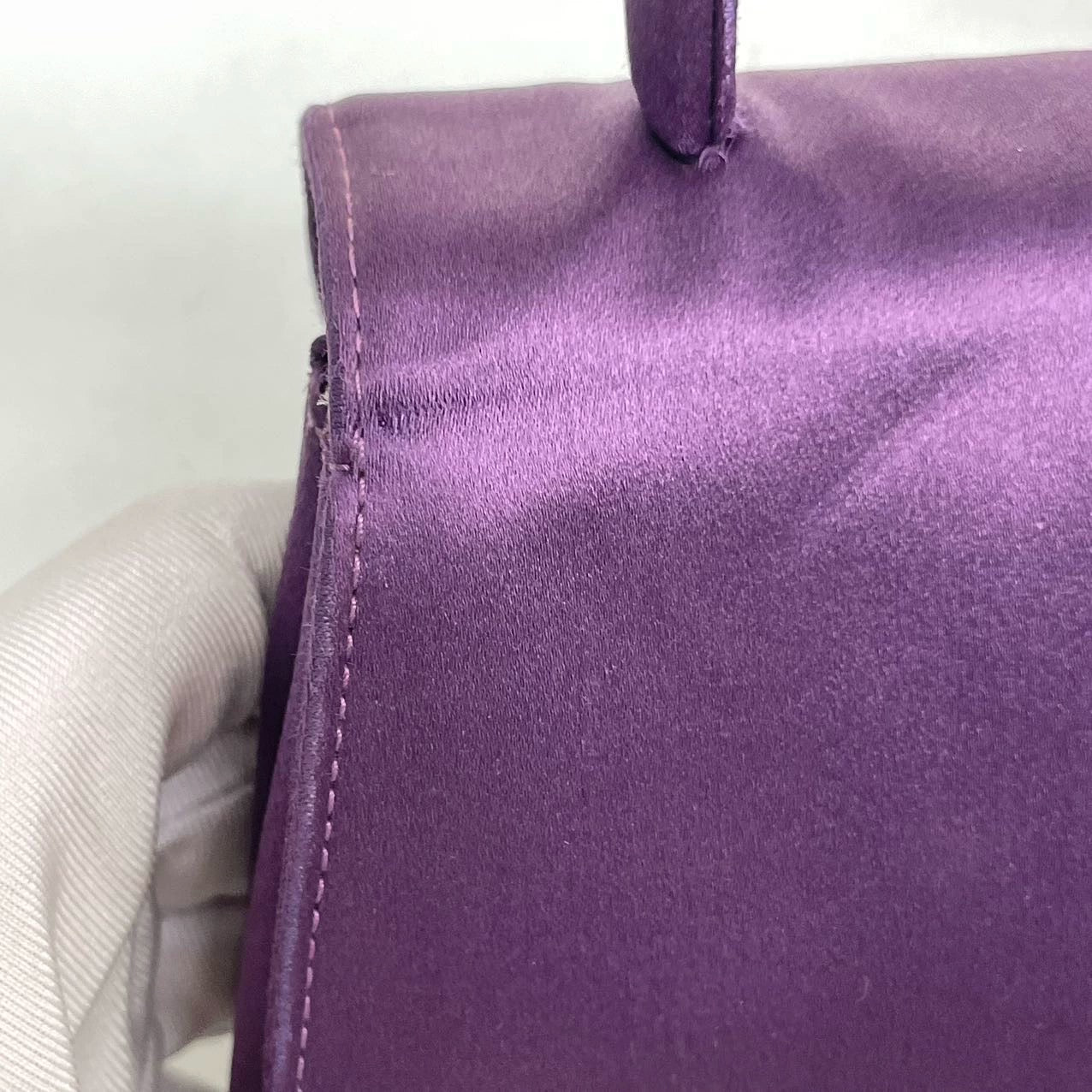 Gucci Horsebit Night Super Mini Purple Satin Top Handle Bag with Strap