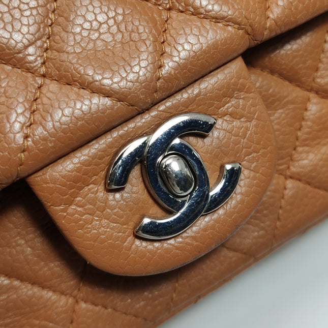 Chanel Classic Flap Rectangular Mini Tan Brown Caviar Leather