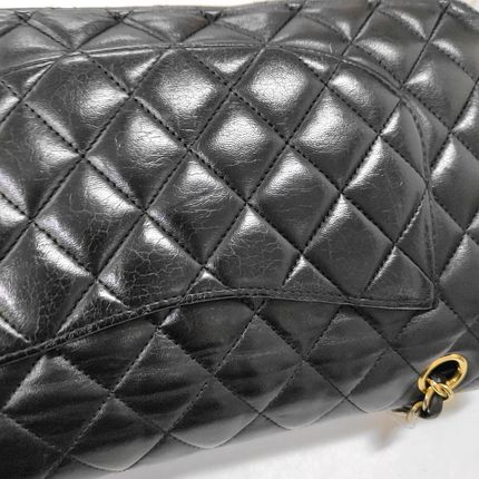 Chanel Timeless Classic Flap Medium Black Lambskin Leather Gold Hardware