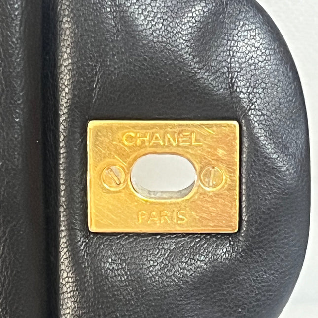 Chanel Classic Flap Maxi 2011 Black Lambskin Leather Double Flap with Gold Hardware