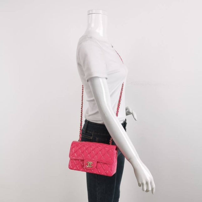 Sold Chanel Classic Flap Rectangular Mini Pink Patent Leather Gold-tone Hardware, 2019