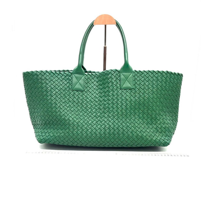 Sold Bottega Veneta Cabat Large Intreccio Leather Tote Bag Dark Green with Pouch 40cm