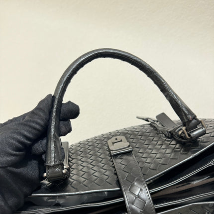 Bottega Veneta Roma Handbag Bag Intrecciato Nappa Leather Black Large 35cm