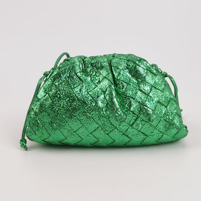 Bottega Veneta Pouch Mini Metallic Green Intrecciato Leather