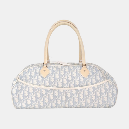 Dior No. 1 Rasta Trotter Bowling Bag Blue Oblique Canvas White Patent Leather