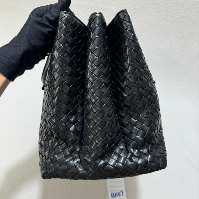 Bottega Veneta Roma Handbag Bag Intrecciato Nappa Leather Black Large 35cm