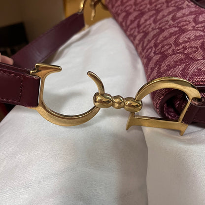 Dior Saddle Vintage Red Burgundy Oblique Shoulder bag