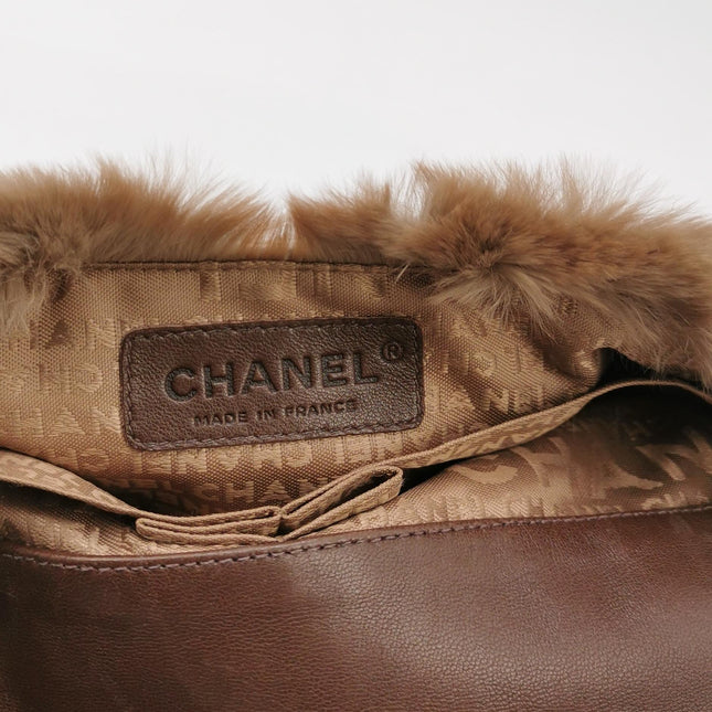 Chanel Fur Flap Bag Brown Grey Chincilla Bag Multi-Layer Chain