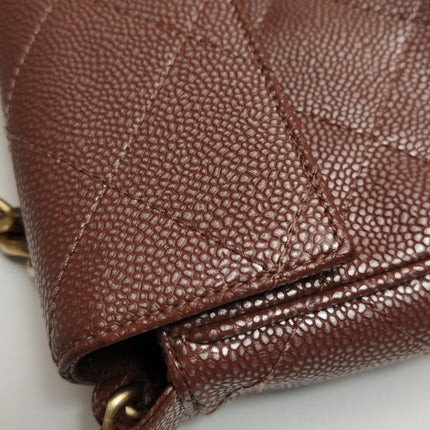 Chanel Vintage Medium Iridescent Brown Caviar Leather Shoulder Bag Gold Hardware