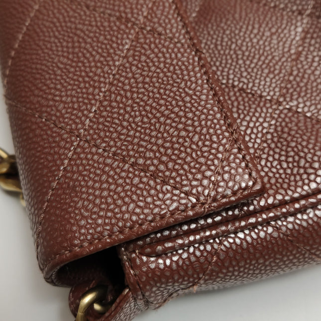 Chanel Vintage Medium Iridescent Brown Caviar Leather Shoulder Bag Gold Hardware