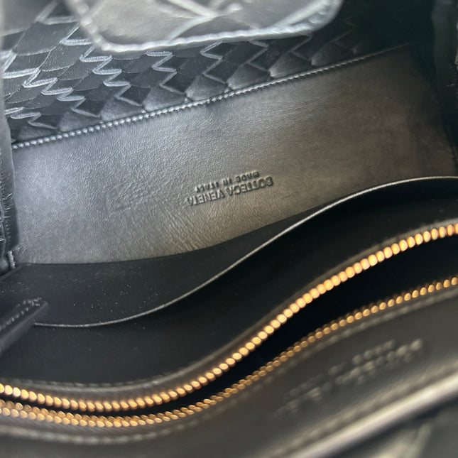 Sold Bottega Veneta Small Andiamo Black Intrecciato Handbag