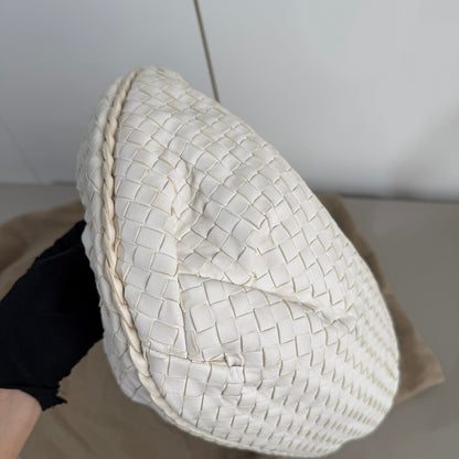 Bottega Veneta Belly Hobo Intrecciato White Nappa Leather Medium 40cm