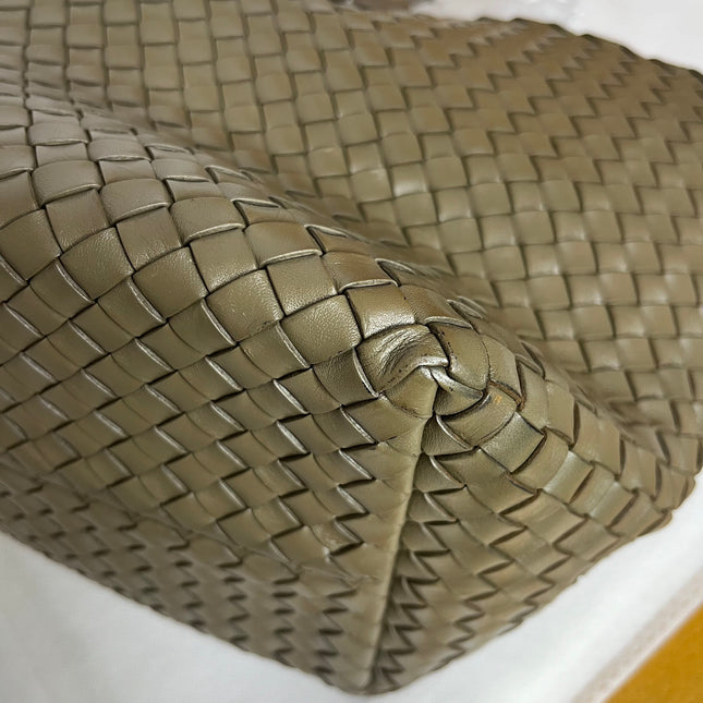 Bottega Veneta Cabat Large Intreccio Leather Tote Bag Dark Olive Green