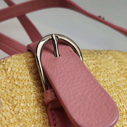 Dior Wicker Boston Bag Floral Embroidery Pink Leather