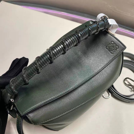 Loewe Puzzle Edge Braided Handle Small Dark Green Nappa Calfskin leather Crossbody bag