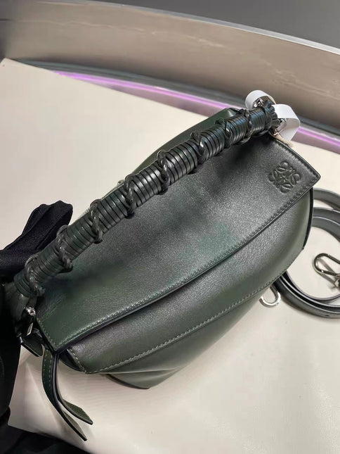 Loewe Puzzle Edge Braided Handle Small Dark Green Nappa Calfskin leather Crossbody bag