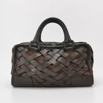 Loewe Amazona 29 in Brown Intrecciato Woven Calfskin Leather Handbag