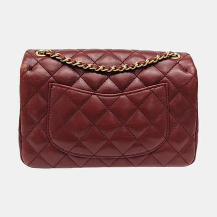 Chanel Rock The Corner Mini Flap Bag Burgundy Calfskin Leather Gold Hardware Corners 2017-18