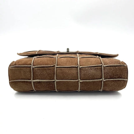 Chanel 2.55 Flap Bag Vintage Chocolate Bar 1997 Medium Suede Brown