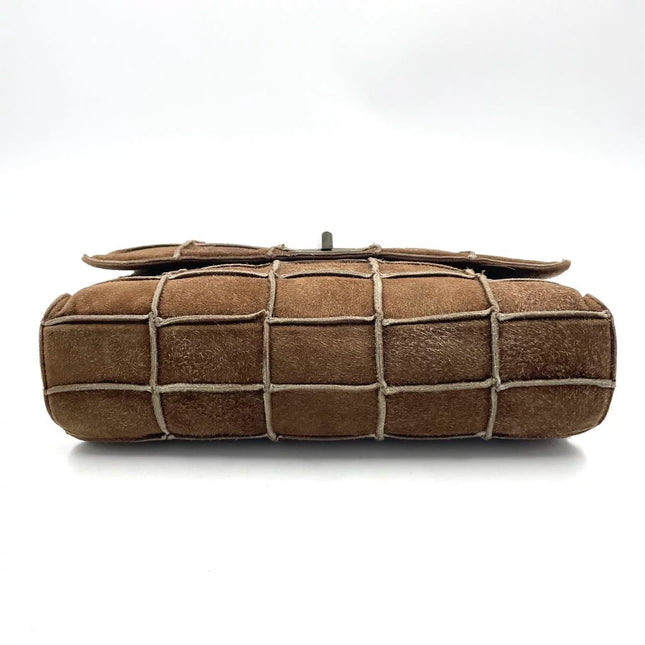 Chanel 2.55 Flap Bag Vintage Chocolate Bar 1997 Medium Suede Brown