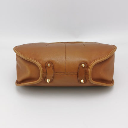 Dior 61 Brown Hobo Tote with Gold Metal Ring Handle