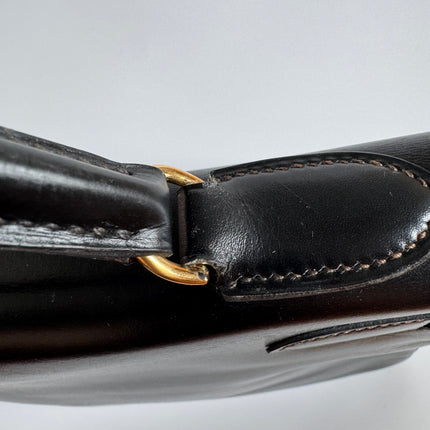 Hermes Kelly 32 Retourne Black Box Leather Gold HW 1987