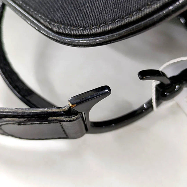 Sold Dior Saddle Vintage So Black Fabric and Patent Leather Shoulder Bag