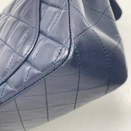 Chanel Classic Flap Mini 2014 Navy Lambskin Leather Silver Hardware