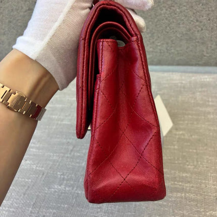 Chanel Classic Flap Medium Red Lambskin Leather with Silver Hardware 2012-13