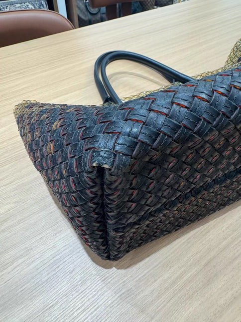 Bottega Veneta Cabat Large Intreccio Black and Transparent Leather and PVC Tote Bag