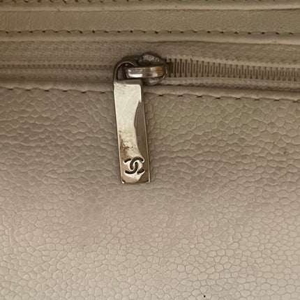 Chanel Classic Flap Maxi White Caviar Leather Silver-tone Hardware Giant CC Logo
