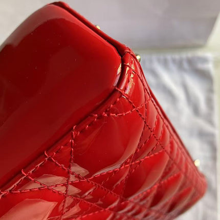 Lady Dior Small Red Patent Leather with Strap