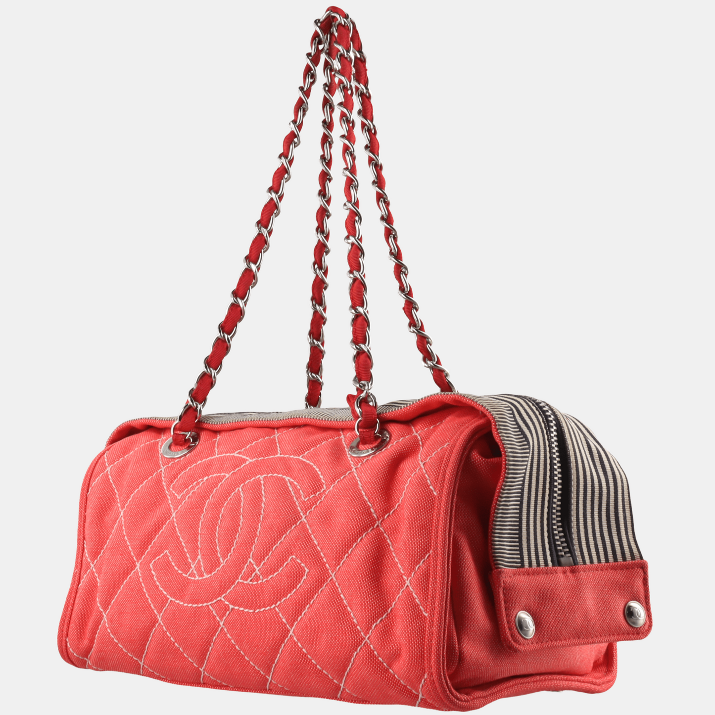 Chanel Rhombus Red Quilted Denim Medium CC Chain Bowler Bag, 2009-2010