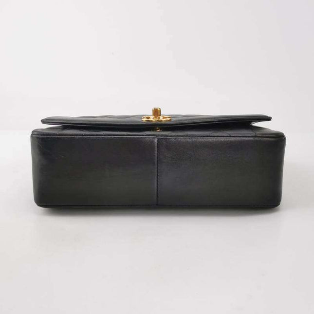 Chanel Diana CC Flap Bag 1994 Vintage Black Lambskin Leather with 24k Gold Hardware
