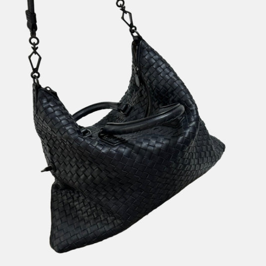 Bottega Veneta Medium Convertible Tote Bag Hobo Black Leather Two-way Carry 40cm-Luxbags