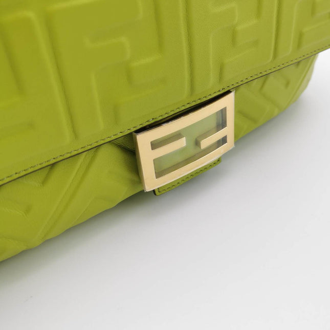Sold Fendi Baguette Lambskin Leather Crossbody Bag Medium Lime Green