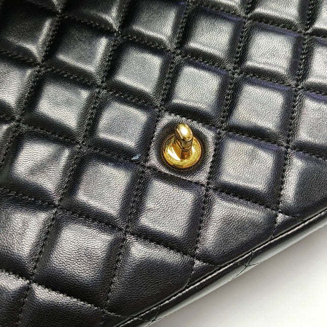 Chanel Classic Flap Maxi Black Lambskin Leather Single Flap with Gold Hardware 2009-2010