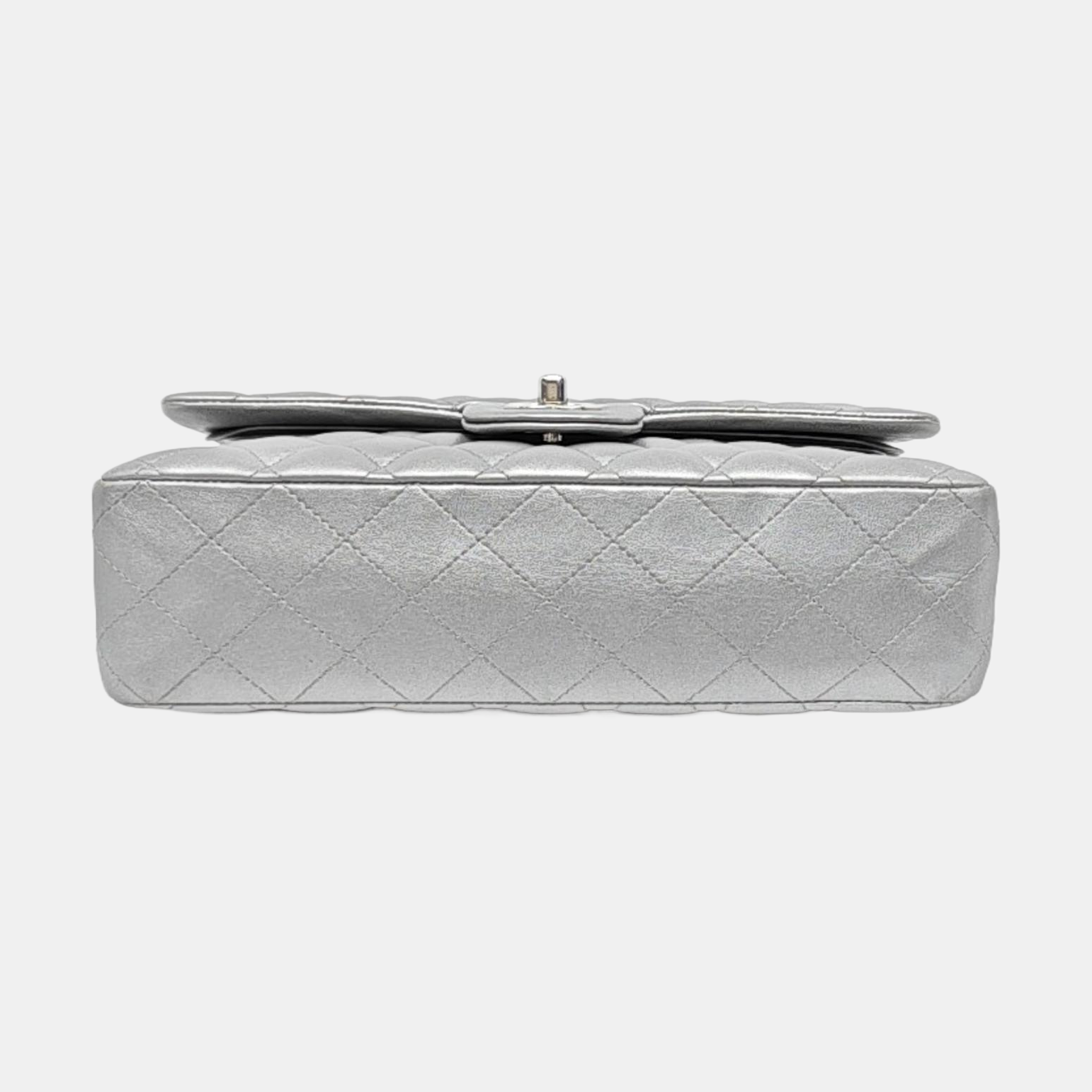 Chanel Classic Flap Medium Silver Grey Lambskin Leather Silver Chanel Classic Flap Medium Silver Grey Lambskin Leather Silver