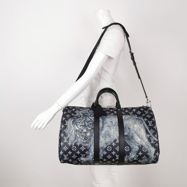 Louis Vuitton x Chapman Brothers Keepall 45 Bandouliere Lion Navy