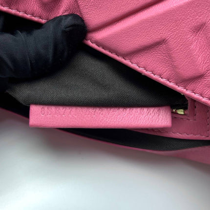 Fendi Baguette Large Pink Leather 3D FF Motif Crossbody Bag
