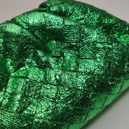 Bottega Veneta Pouch Mini Metallic Green Intrecciato Leather