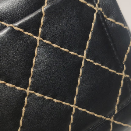 Chanel Wild Stitch Flap Black Leather with Stitching Detail 2000-2002