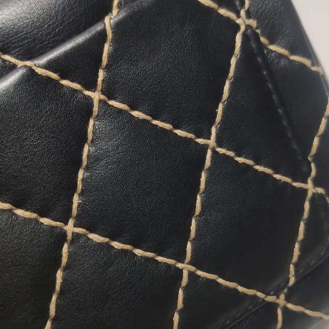Chanel Wild Stitch Flap Black Leather with Stitching Detail 2000-2002