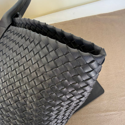 Bottega Veneta Cabat Large Intreccio Leather Tote Bag Black 45cm