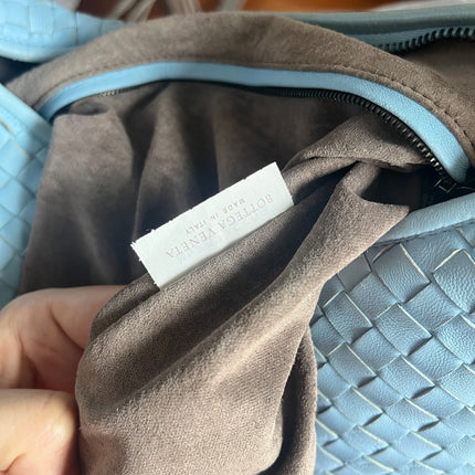 Bottega Veneta Veneta Hobo Medium Baby Blue Intrecciato Leather Bag 43cm